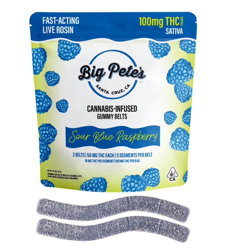 BLUE RASPBERRY ROSIN FAST ACTING GUMMY BELTS - 100 mg - 2 Pack