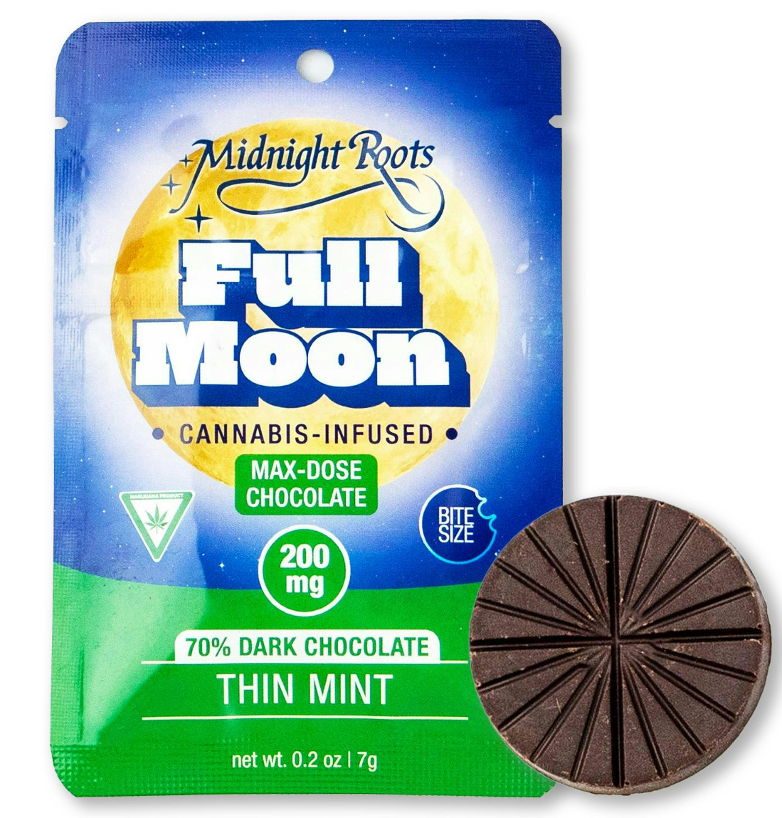 MIDNIGHT ROOTS | - FULL MOON | THIN MINT DARK CHOCOLATE | 200MG ...