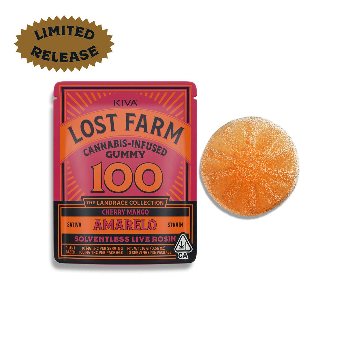 CHERRY MANGO AMARELO LIVE ROSIN LOST FARM SINGLE GUMMY 100MG