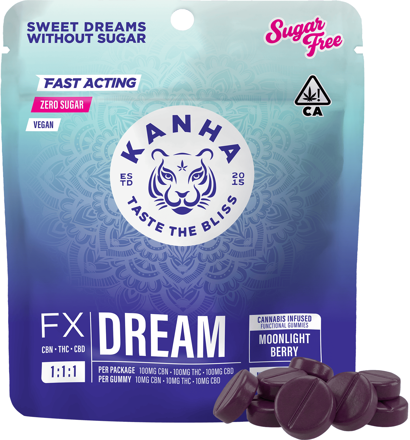 SUGAR FREE DREAM BERRY 1:1:1 THC:CBD:CBN - 100 mg