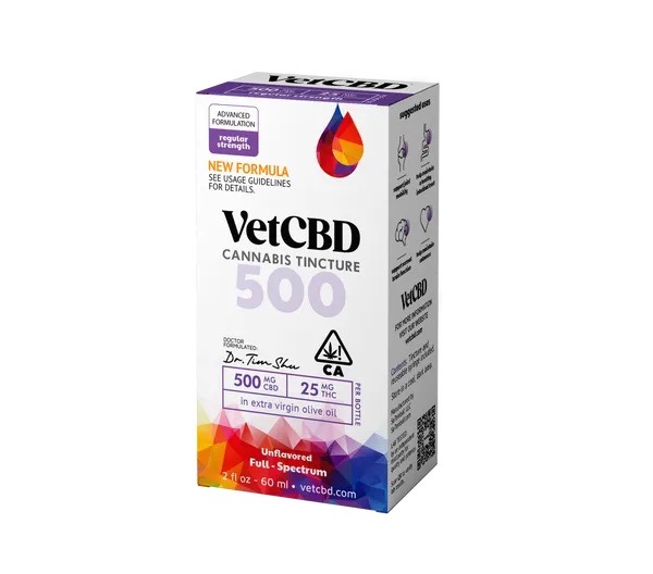 VET CBD: REGULAR STRENGTH 500MG:25MG (CBD:THC) 2OZ TINCTURE
