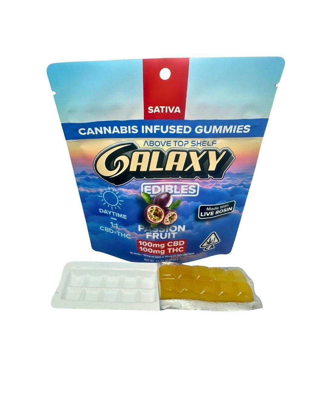 GALAXY: CBD PASSION FRUIT LIVE ROSIN GUMMIES 100MG - 100 mg - 10 Pack