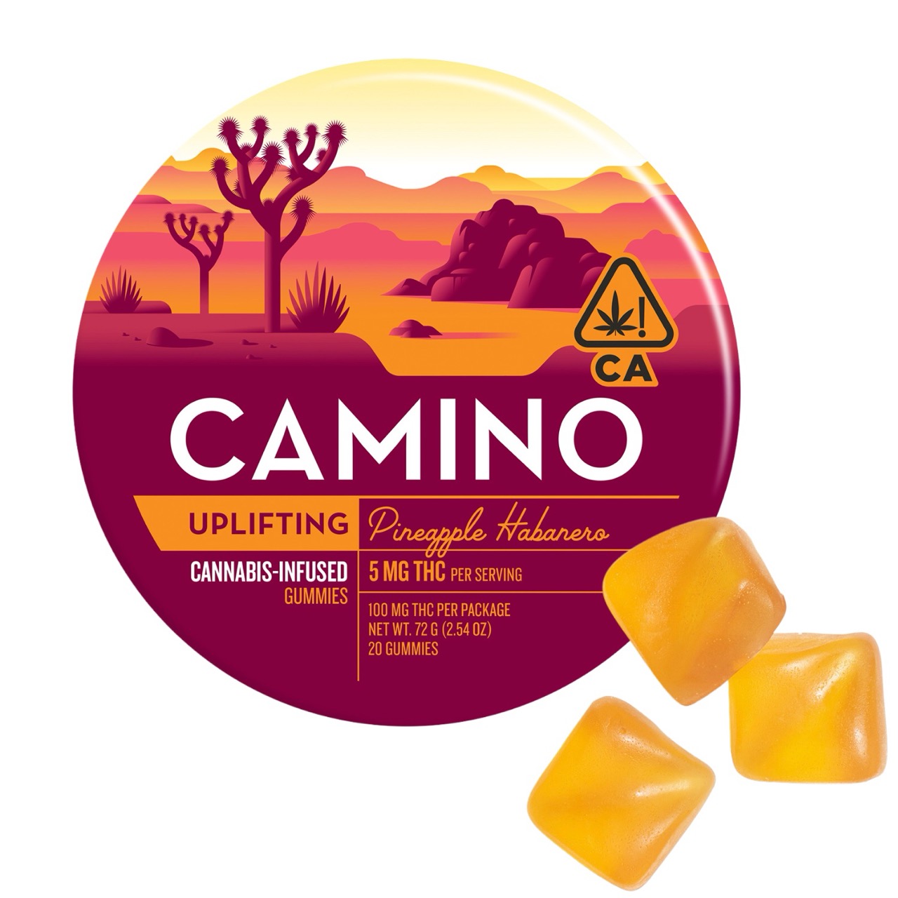CAMINO: PINEAPPLE HABANERO 'UPLIFTING' GUMMIES - 100 mg - 20 Pack