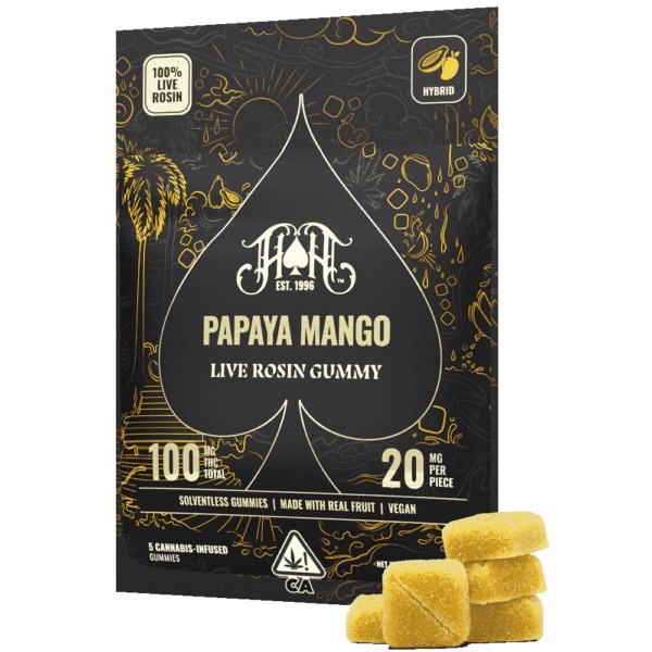 HEAVY HITTERS: PAPAYA MANGO LIVE ROSIN 100MG GUMMY 5PK
