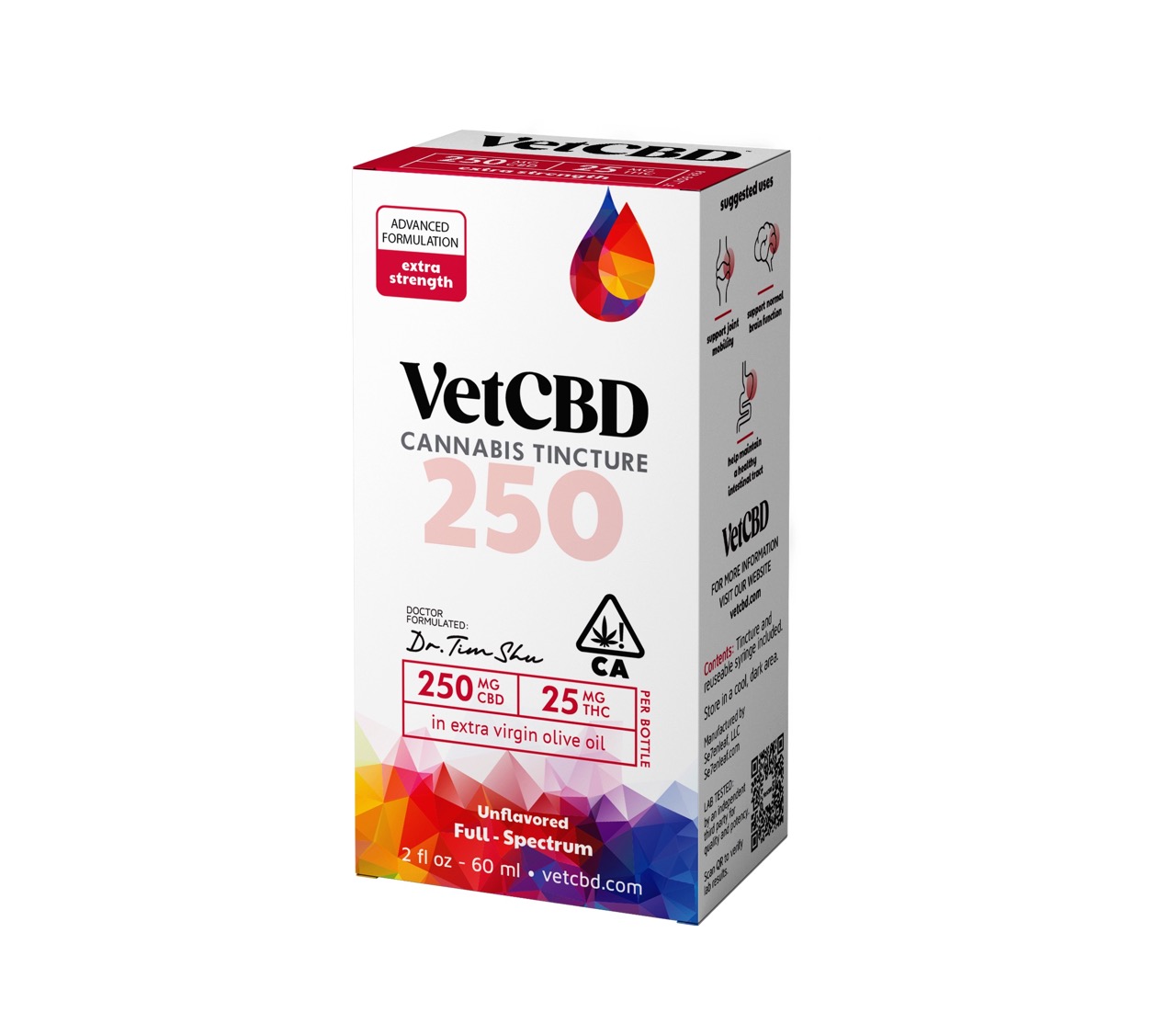 VET CBD: EXTRA STRENGTH 250MG:25MG (CBD:THC) 2OZ TINCTURE
