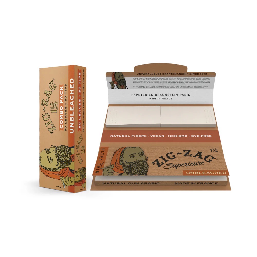 ZIG ZAG: UNBLEACHED PAPERS 1 1/4" + TIPS COMBO PACK