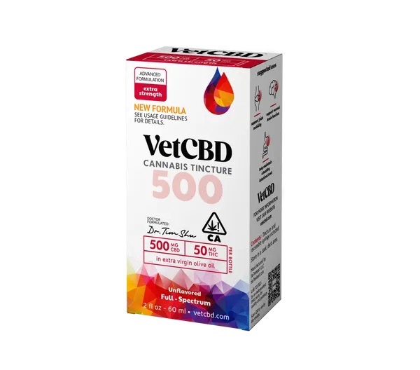 VET CBD: EXTRA STRENGTH 500MG:50MG (CBD:THC) 2OZ TINCTURE