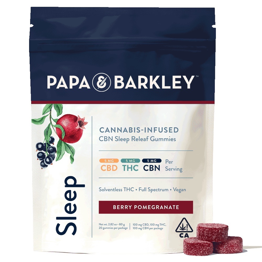PAPA & BARKLEY: SLEEP 1:1:1 (CBD:THC:CBN) BERRY POMEGRANATE GUMMIES 100MG 20PK