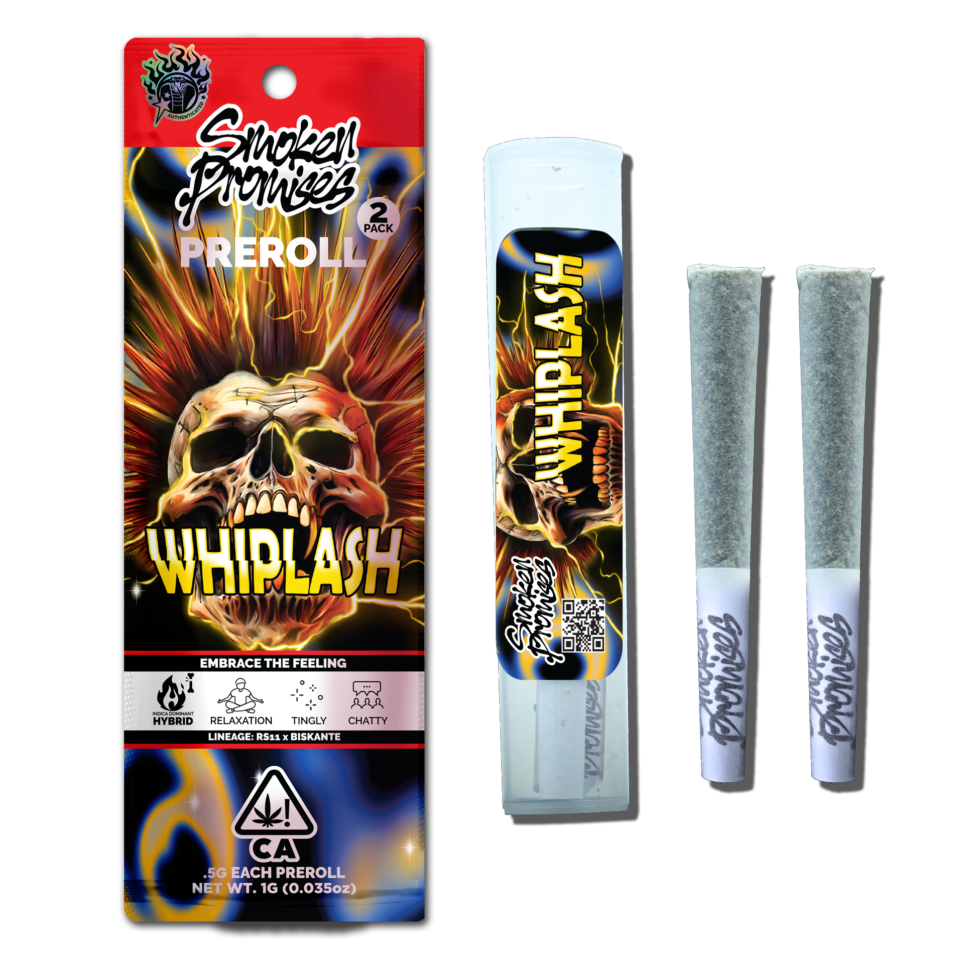 SMOKEN PROMISES: WHIPLASH PREROLL 2PK 1G