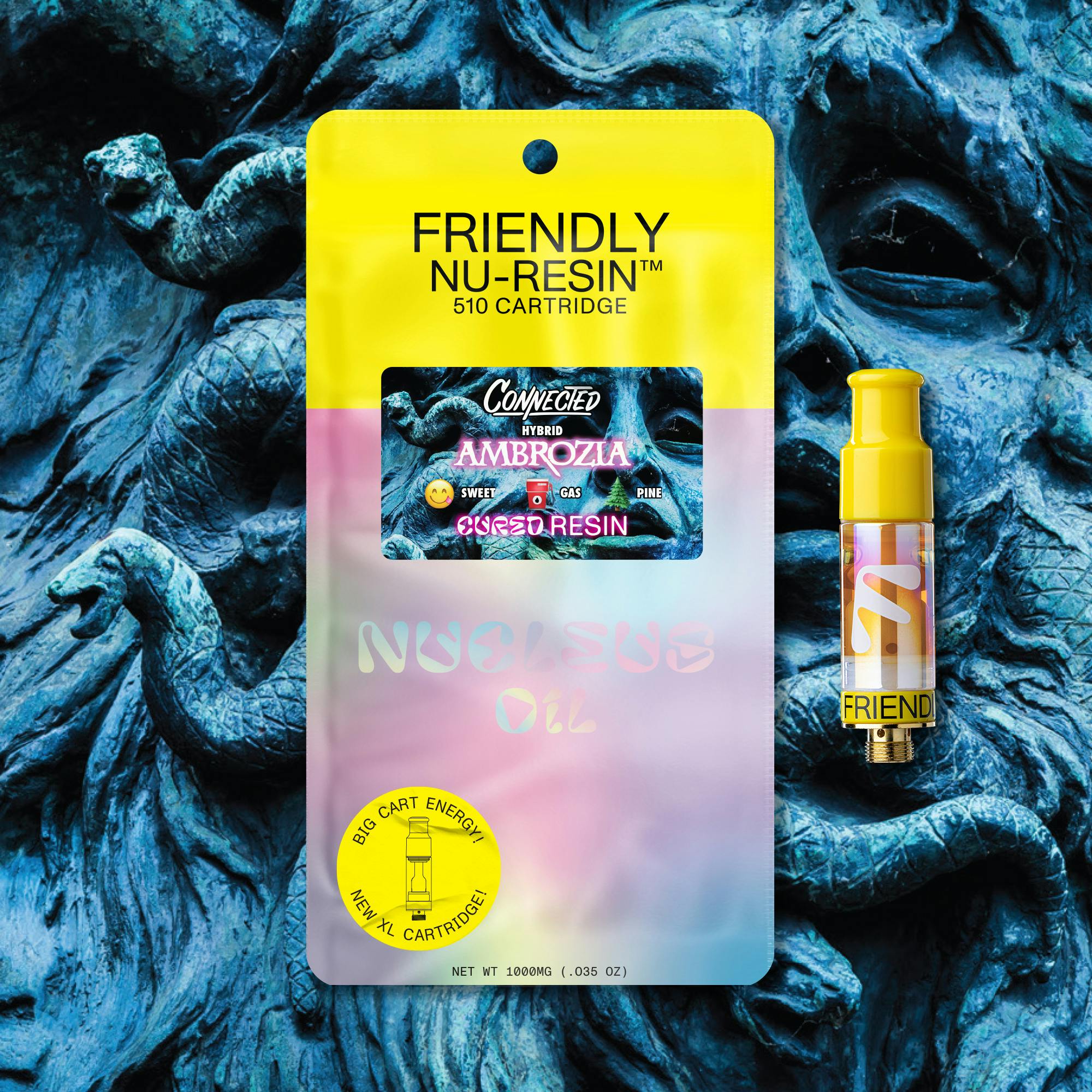 FRIENDLY BRAND X CONNECTED: AMBROZIA 1G NUCLEUS CURED RESIN CART - 1 g