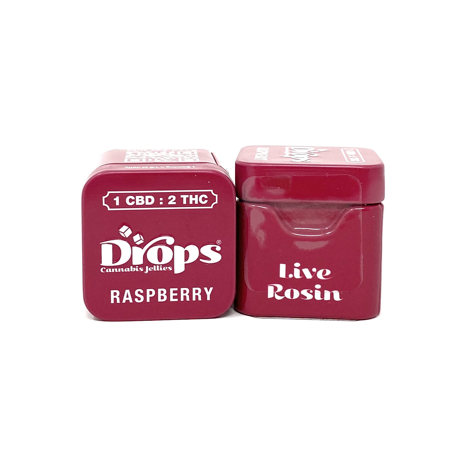 DROPS: RASPBERRY 1:2 (THC:CBD) LIVE ROSIN 2PK GUMMIES 100MG