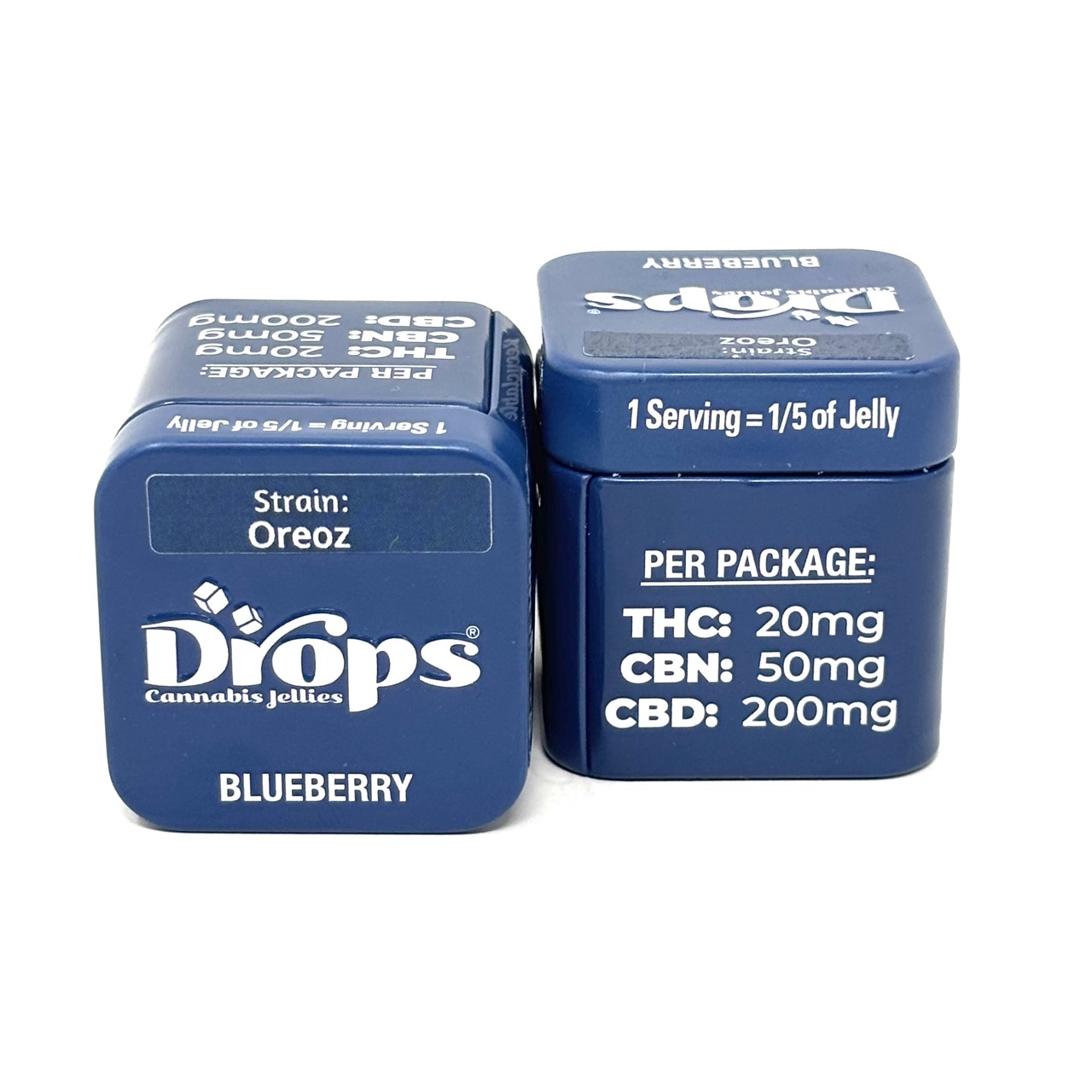DROPS: BLUEBERRY 1:2.5:10 (THC:CBD:CBN) LIVE ROSIN 2PK GUMMIES 50MG