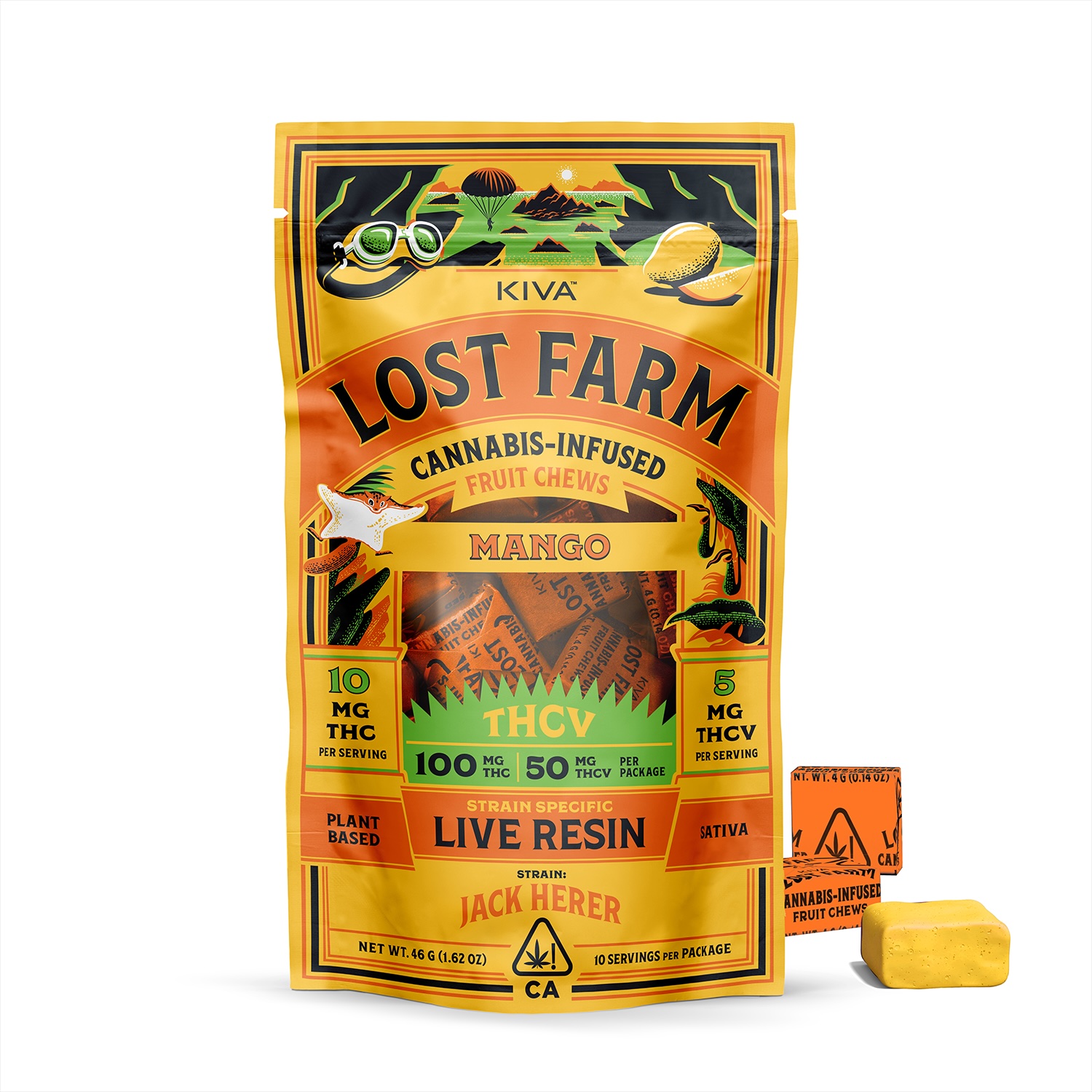 LOST FARM: MANGO X JACK HERER THC/THCV 100MG LIVE RESIN CHEWS