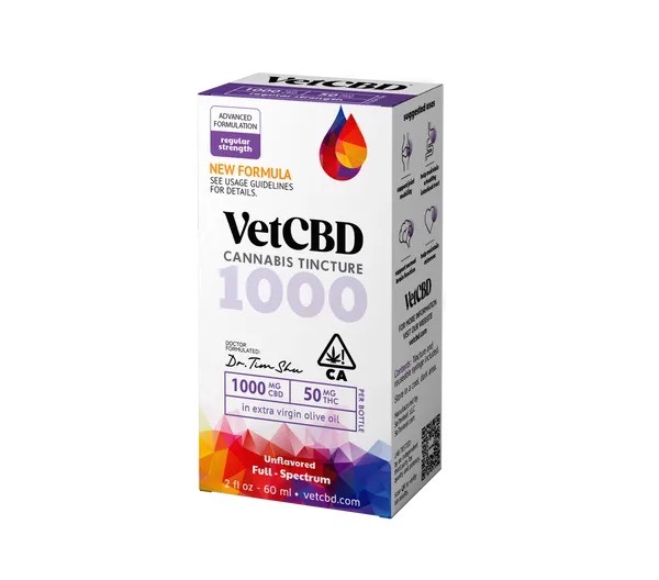 VET CBD: REGULAR STRENGTH 1000MG:50MG (CBD:THC) 2OZ TINCTURE