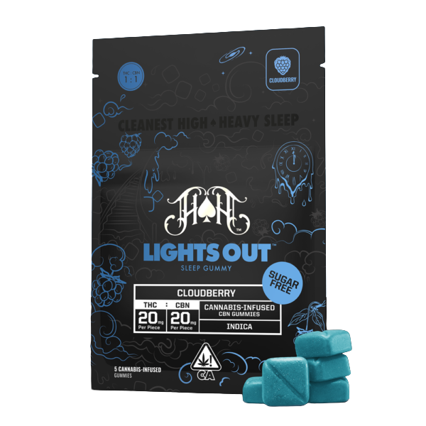 HEAVY HITTERS: CLOUDBERRY LIGHTS OUT SUGAR FREE GUMMY 5PK - 100 mg
