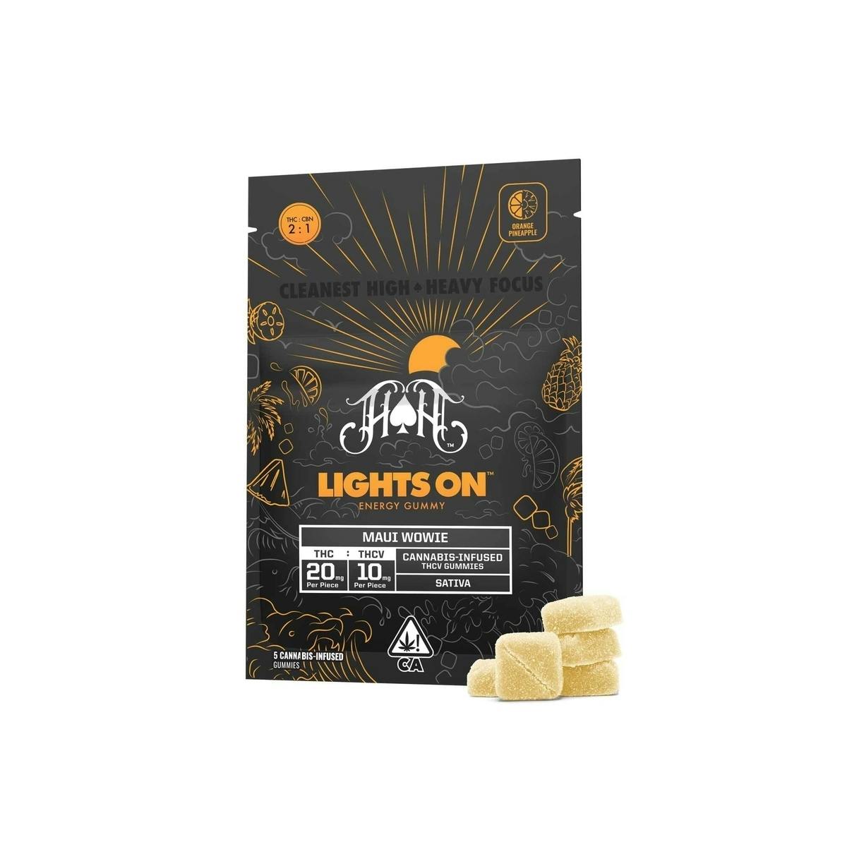 HEAVY HITTERS: ORANGE PINEAPPLE 2:1 (THC:THCV) LIGHTS ON 100MG GUMMY 5PK