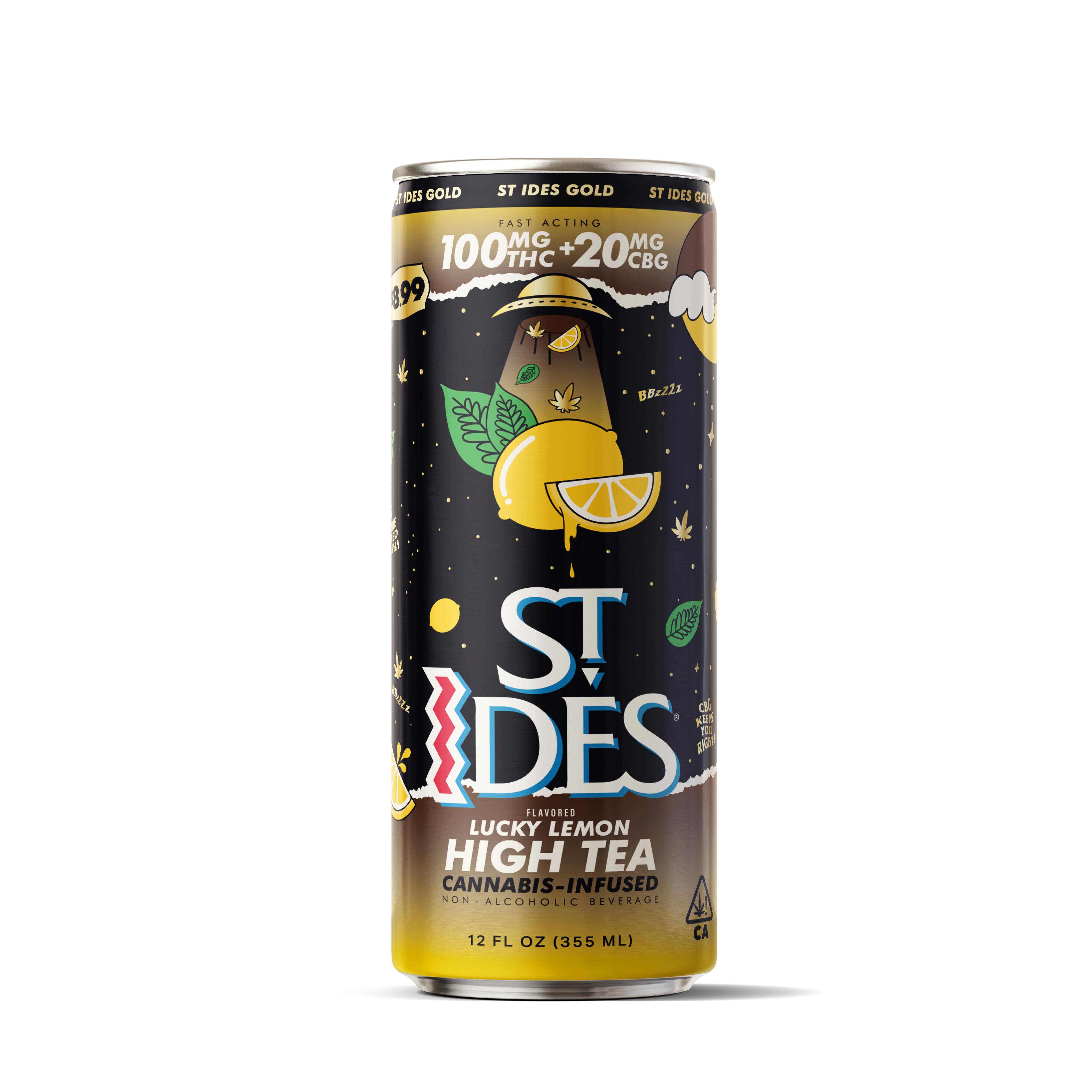 ST IDES: LUCKY LEMON 12OZ HIGH TEA 100MG + 20MG CBG 100MG - 100 mg
