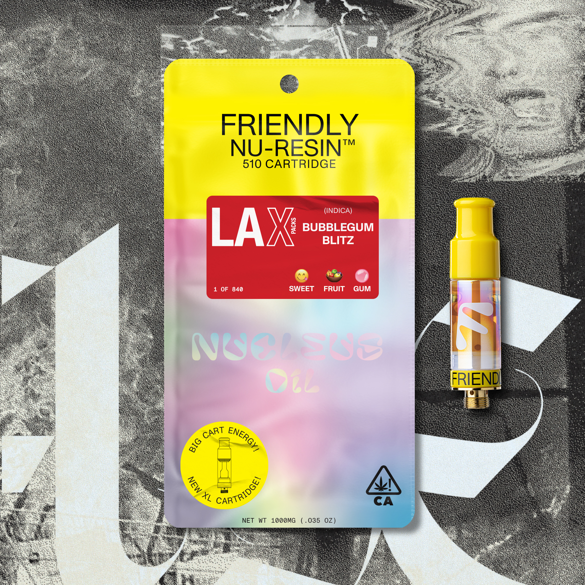 FRIENDLY BRAND: BUBBLEGUM BLITZ 1G NUCLEUS CURED RESIN CART - 1 g