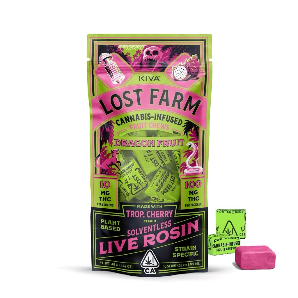 LOST FARM: DRAGON FRUIT TROP CHERRY LIVE ROSIN CHEWS 100MG