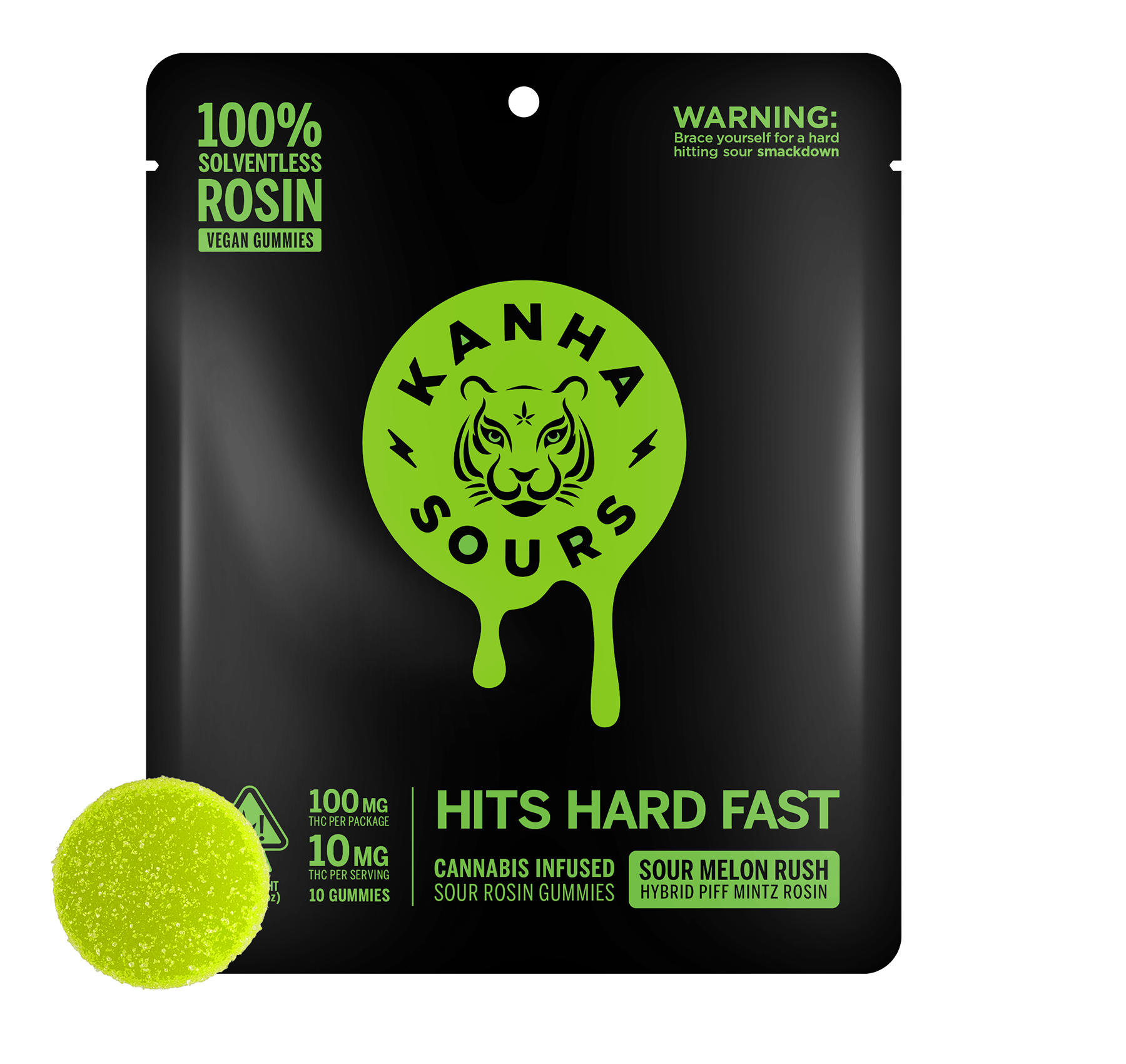KANHA — SOUR MELON RUSH 100MG LIVE ROSIN NANO GUMMIES