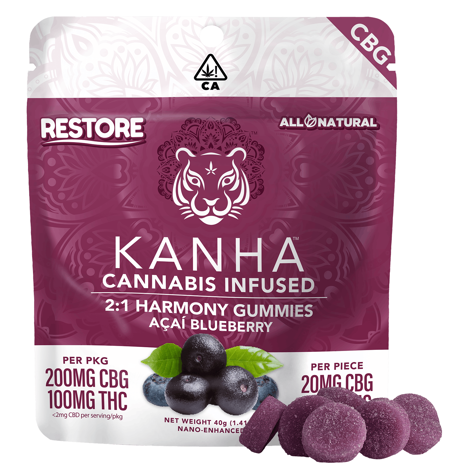 KANHA — ACAI BLUEBERRY CBG/THC 2:1 NANO GUMMIES