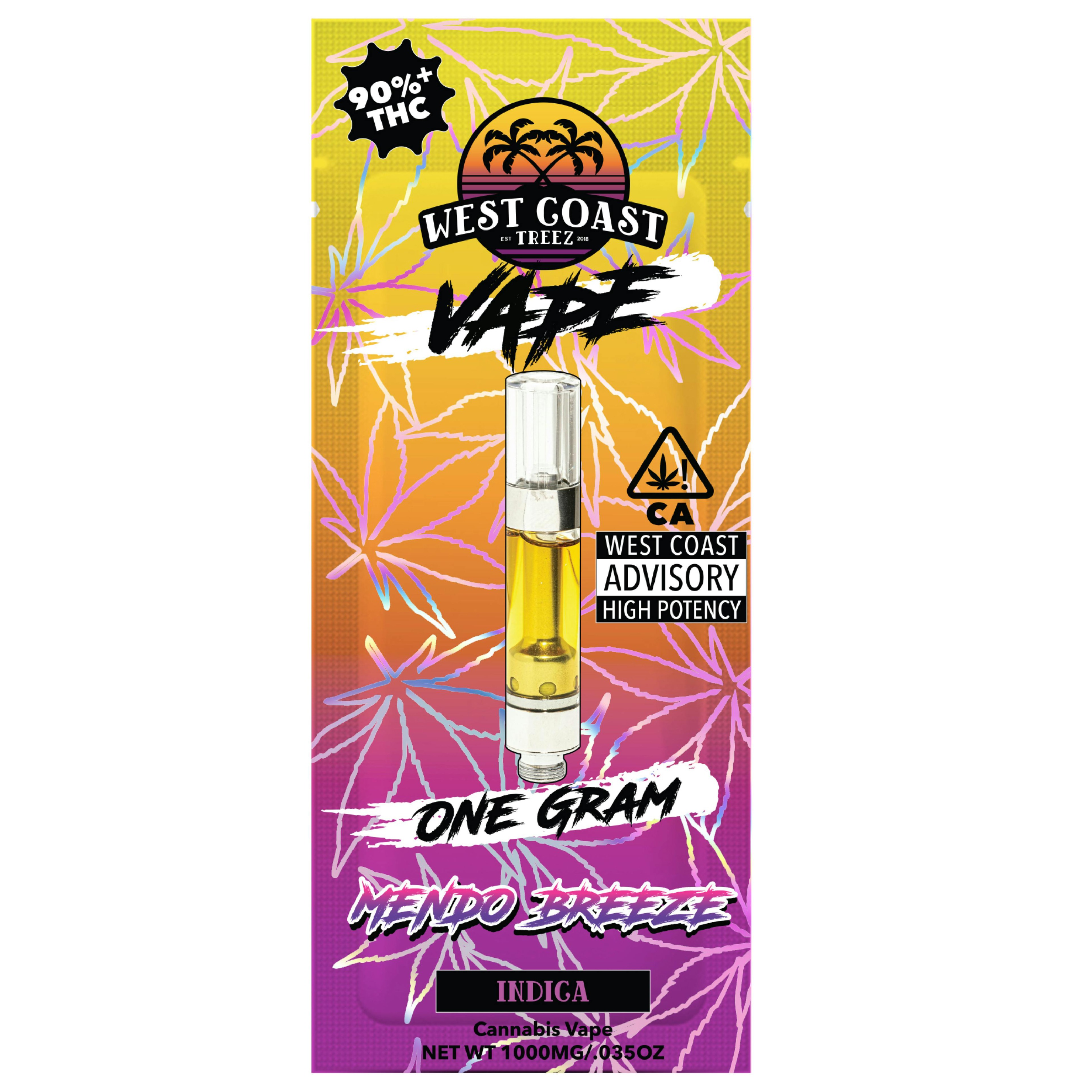 West Coast Treez — MENDO BREEZE 1G CARTRIDGE
