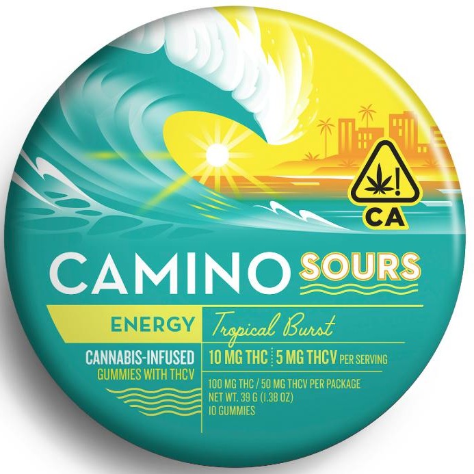 KIVA CAMINO GUMMIES — SOUR TROPICAL BURST THCV 2:1 GUMMIES
