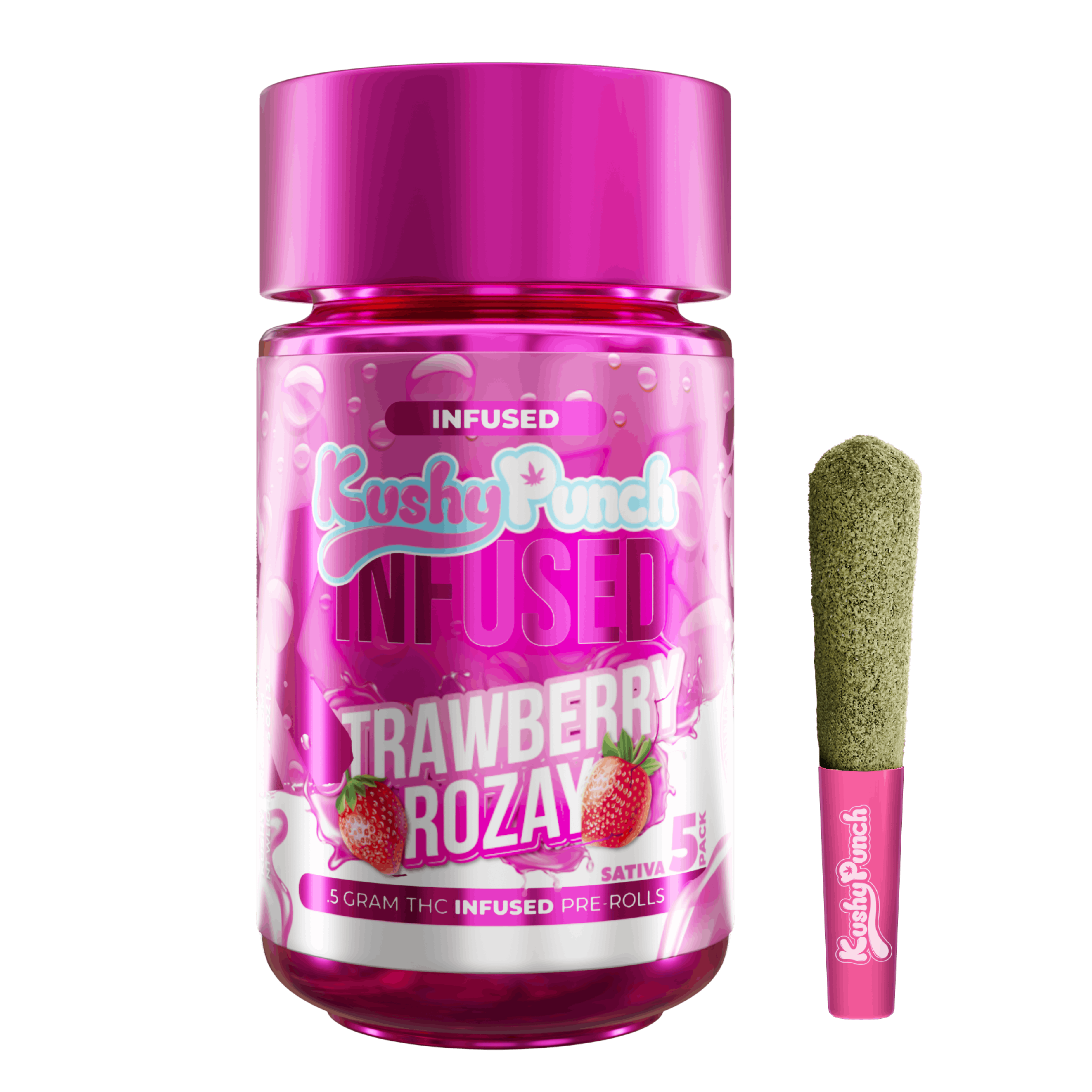 Kushy Punch — STRAWBERRY ROZAY 5PK 2.5G INFUSED PREROLLS