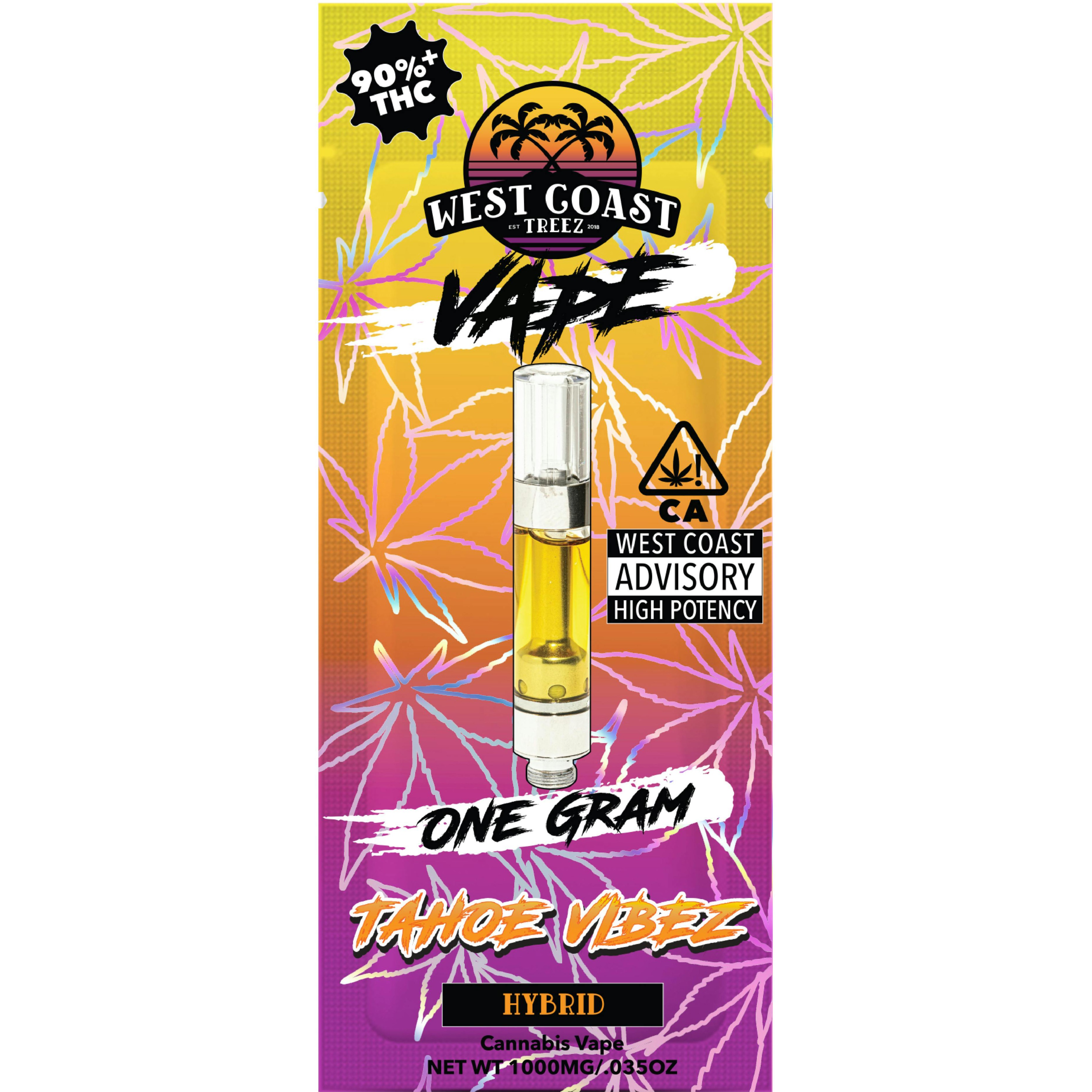 West Coast Treez — TAHOE VIBEZ 1G CARTRIDGE