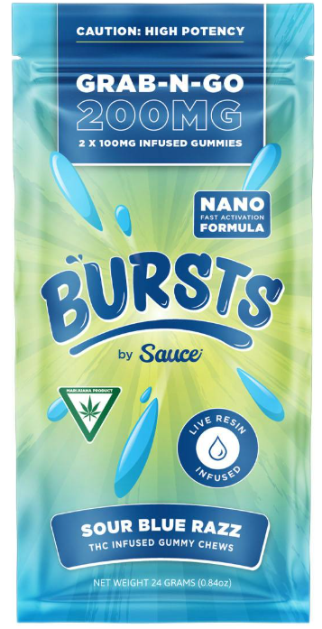 BURSTS - SOUR BLUE RAZZ | LIVE RESIN GUMMIES 200MG - 2X100MG (SPECIAL)