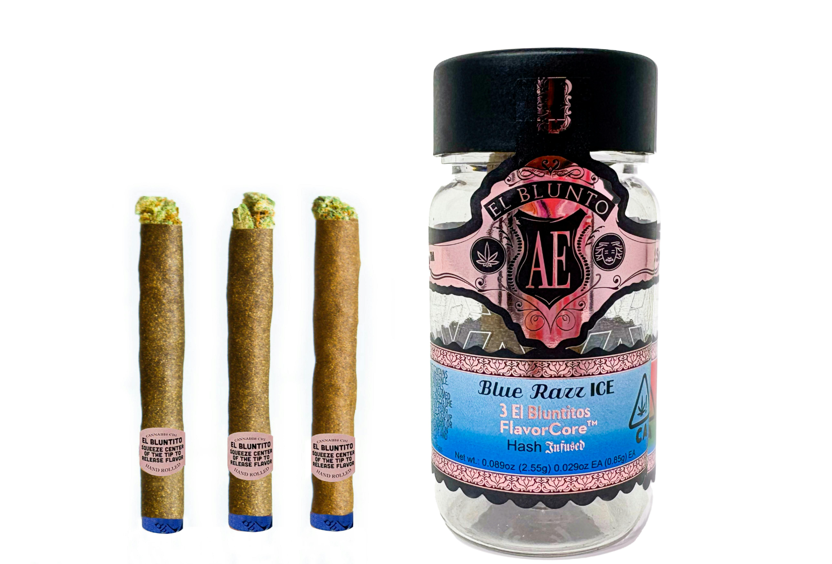 El blunto - Blue Razz Ice Infused Rose Gold Flavorcore Bluntitos - 2.55 g - 3 Pack