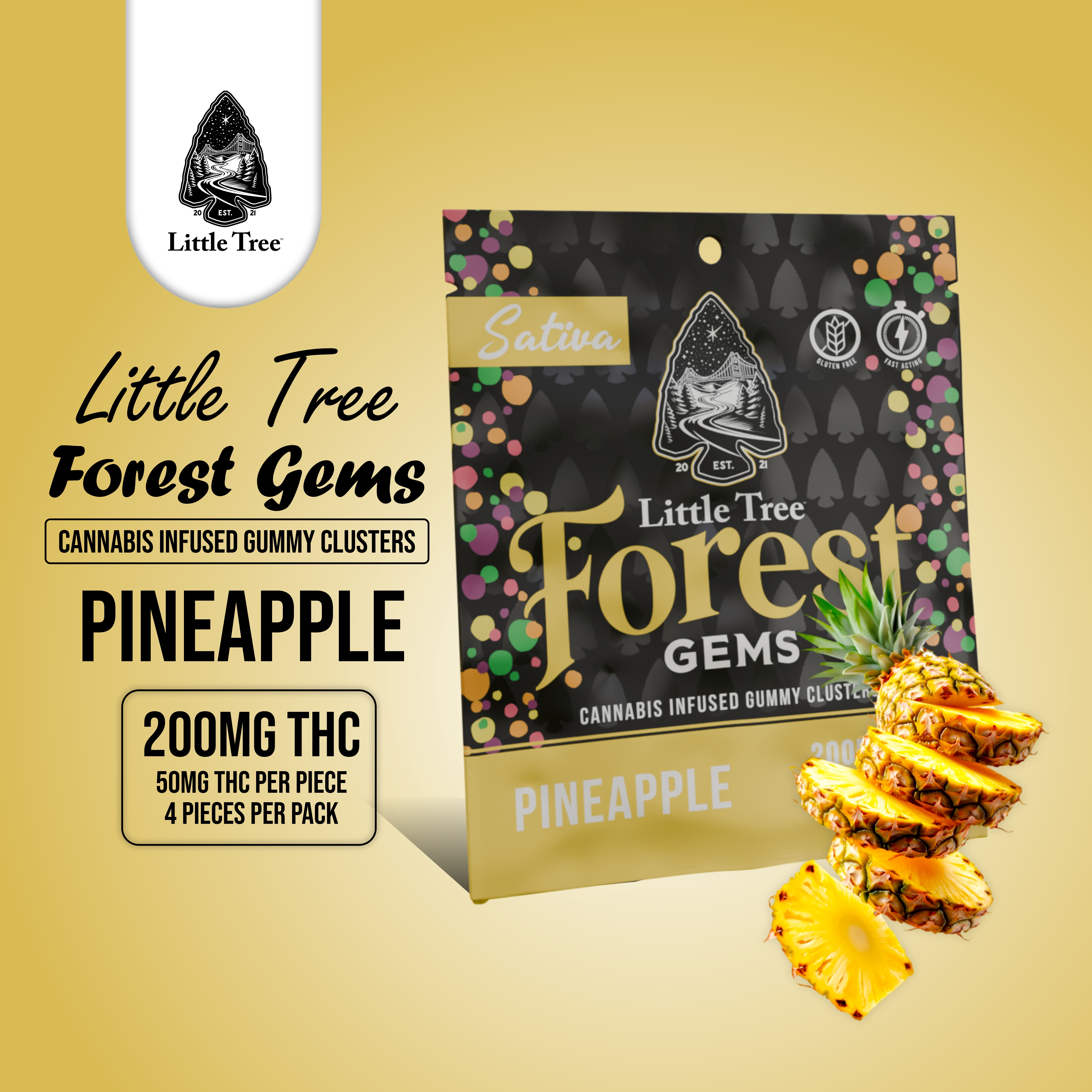 PINEAPPLE FOREST GEMS | 200MG 4X50