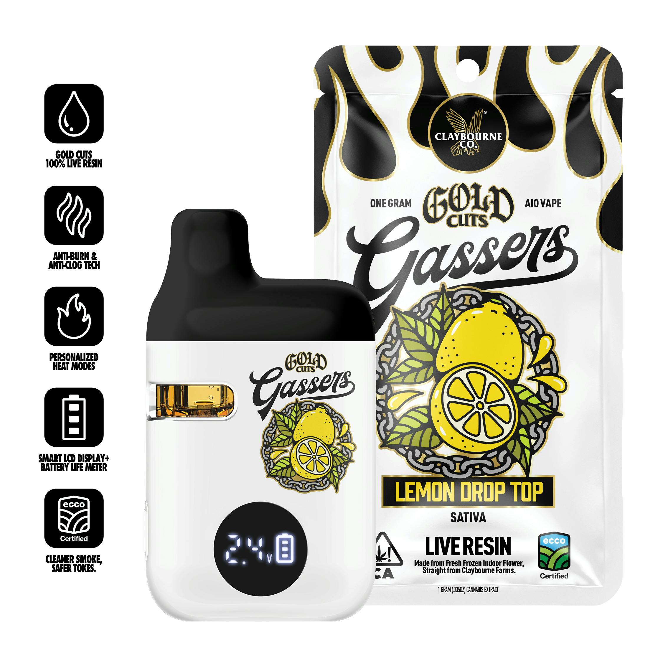 CLAYBOURNE CO. - Lemon Drop Top | Gold Cuts | Live Resin | 1g AIO Vape |  Torrey Holistics