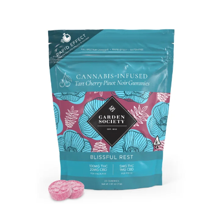BLISSFUL REST TART CHERRY PINOT NOIR GUMMIES 5:1 (THC:CBD) 20-PACK | 100MG