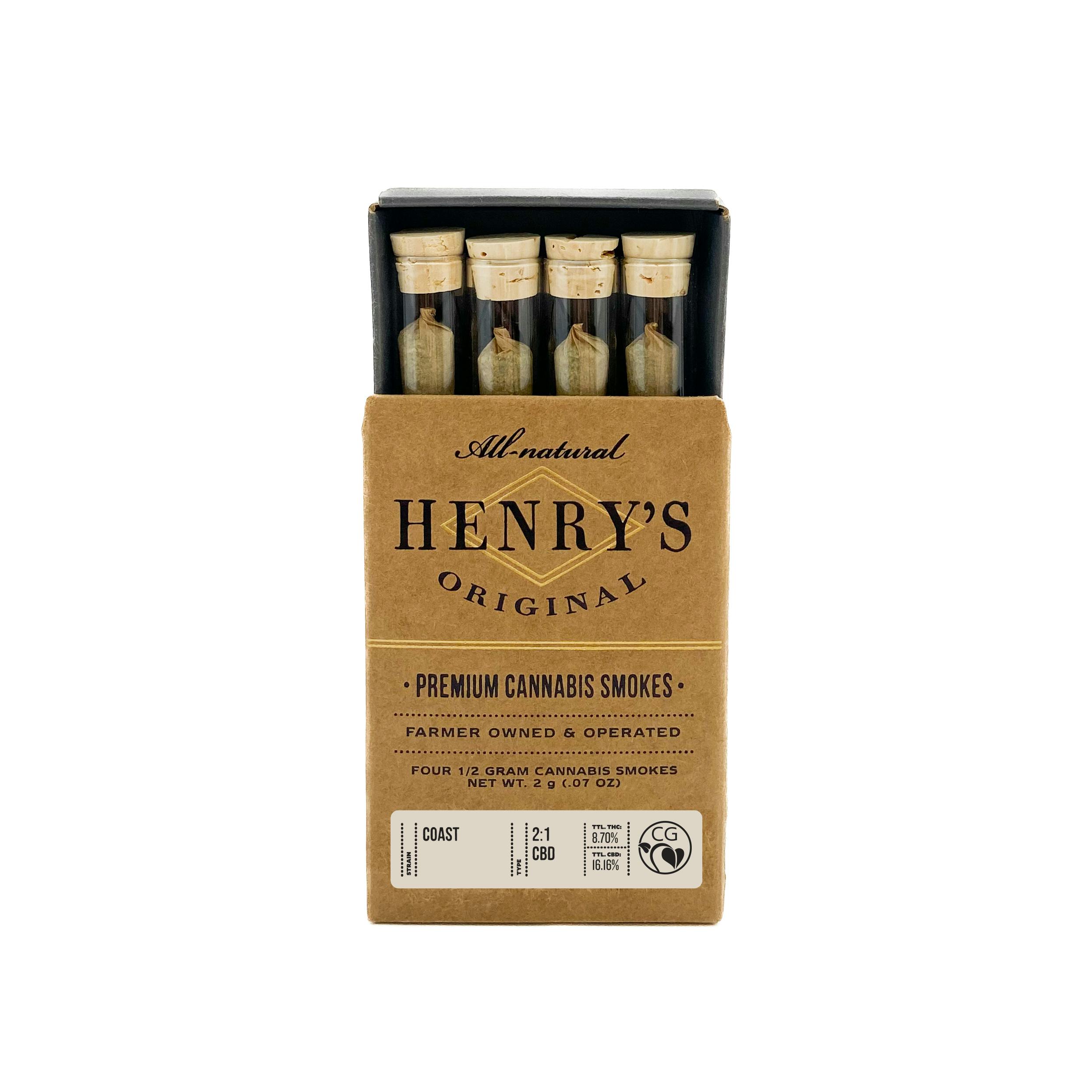 COAST 2:1 (CBD:THC) 4-PACK PRE-ROLLS