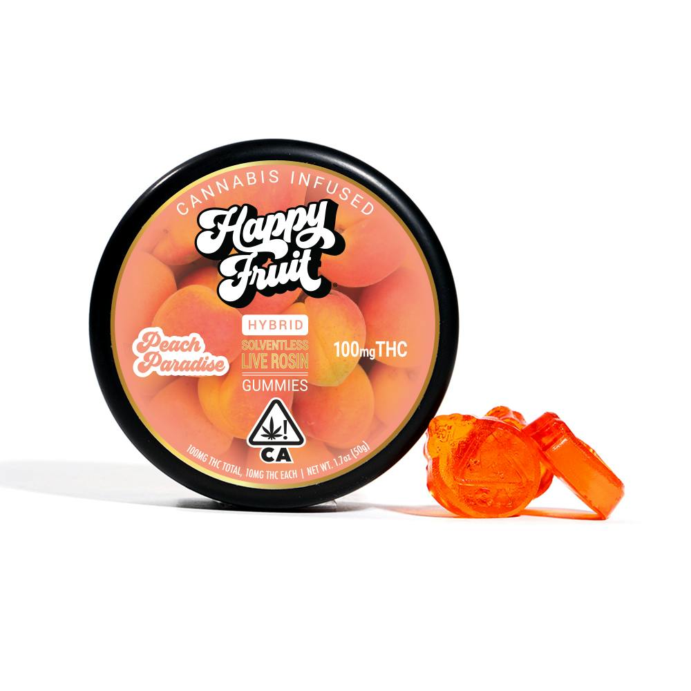 HAPPY FRUIT PEACH PARADISE GUMMIES - 100MG