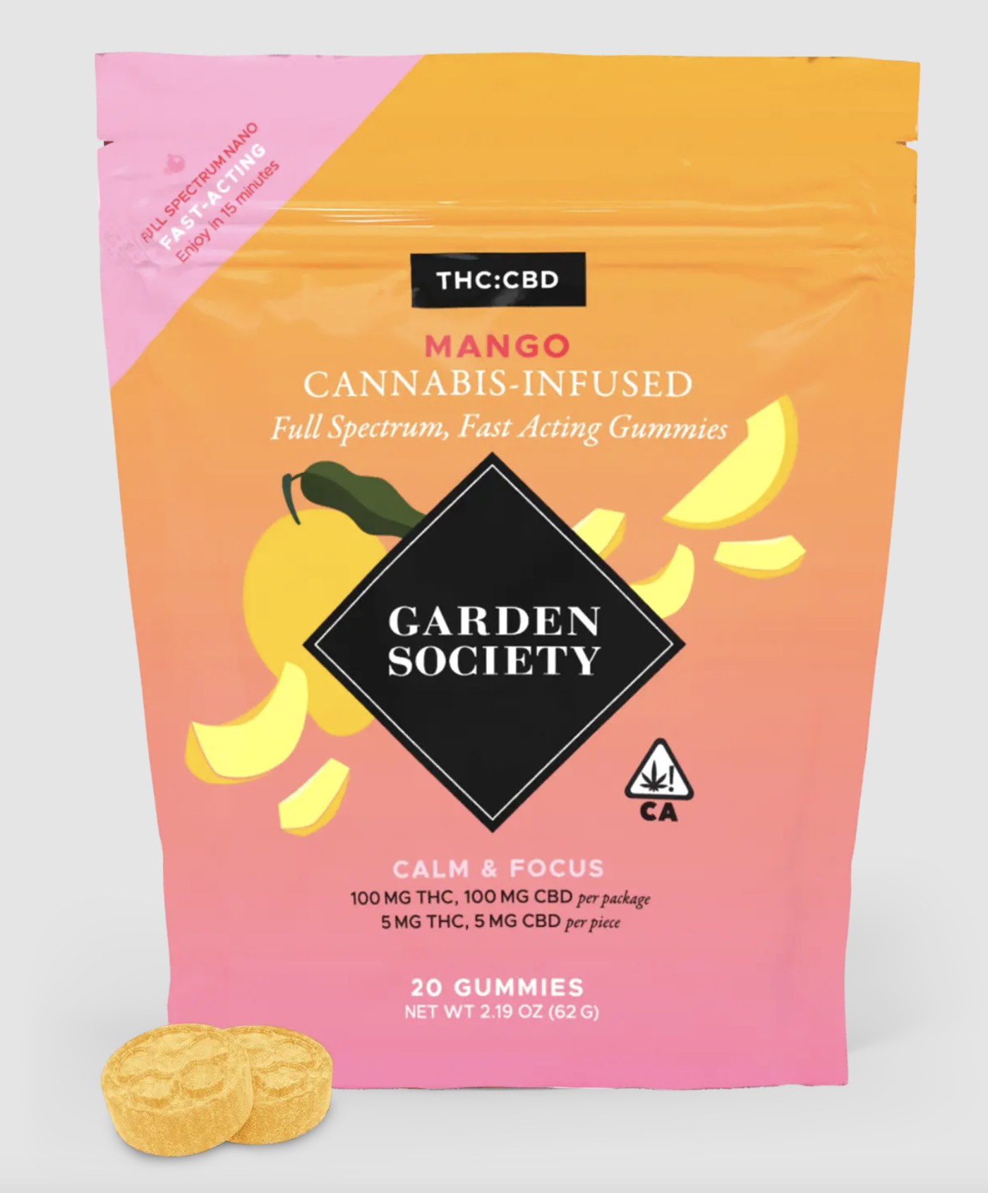 CALM & FOCUS MANGO 1:1 (CBD:THC) GUMMIES 