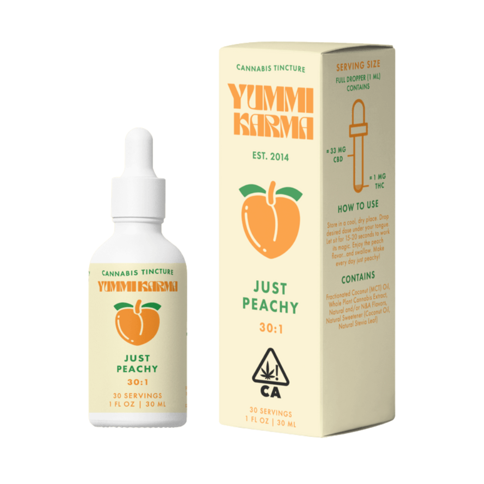 YUMMI KARMA - JUST PEACHY 30:1 (CBD:THC) - 30ML | California Holistics