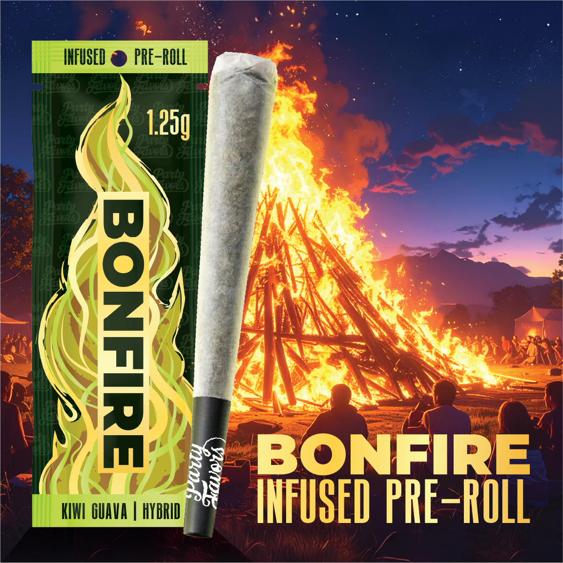 Buy Bonfire | Kiwi Guava | Infused Pre-Roll | [1.25g] | Lake Life