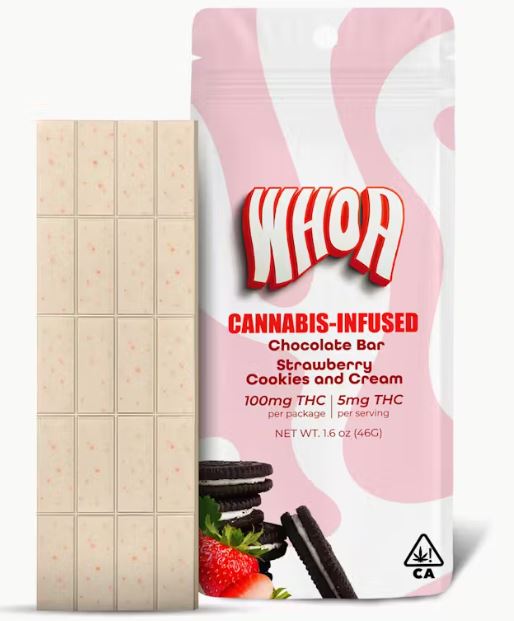 Strawberry Cookies & Cream Chocolate Bar   100 Mg