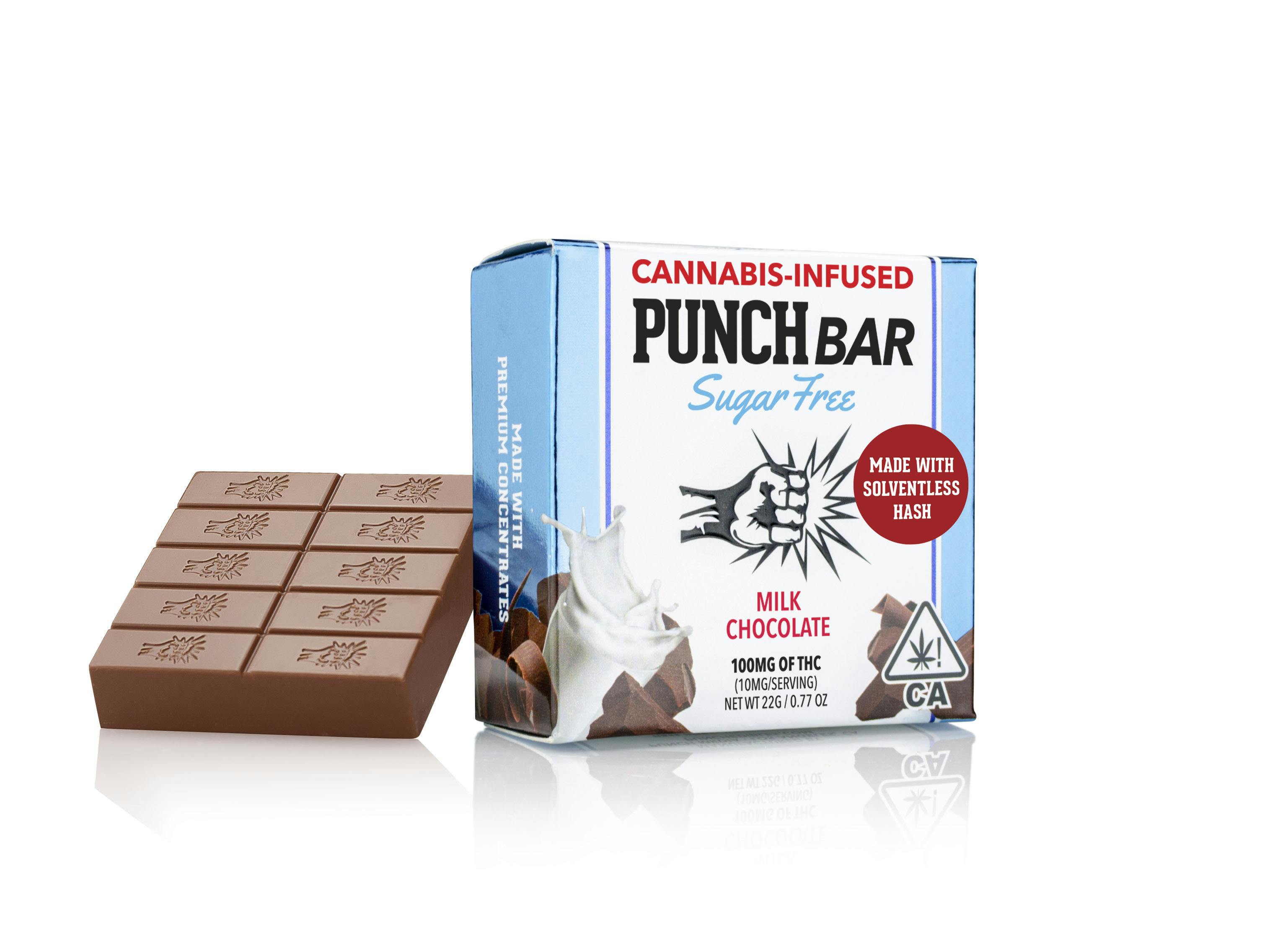 PUNCH BAR - SUGAR FREE MILK CHOCOLATE SOLVENTLESS 100MG
