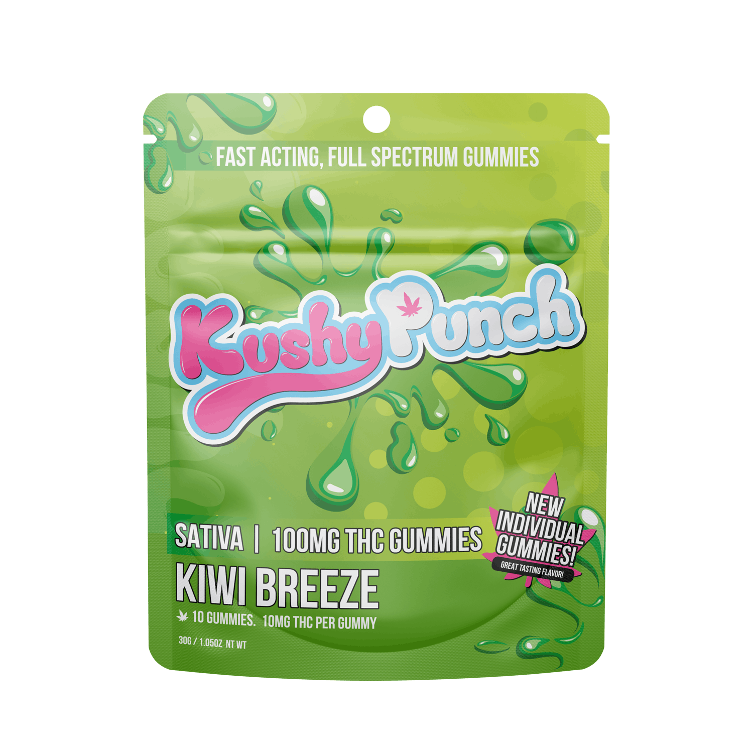 KUSHY PUNCH - INDIVIDUAL GUMMIES - KIWI BREEZE 100MG | Order Cannabis ...