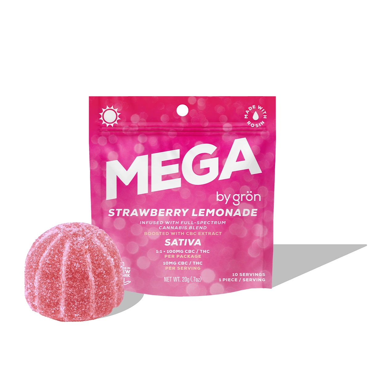 1:1 Strawberry Lemonade Mega Pearl (100mg THC/100mg CBC) - 100 mg