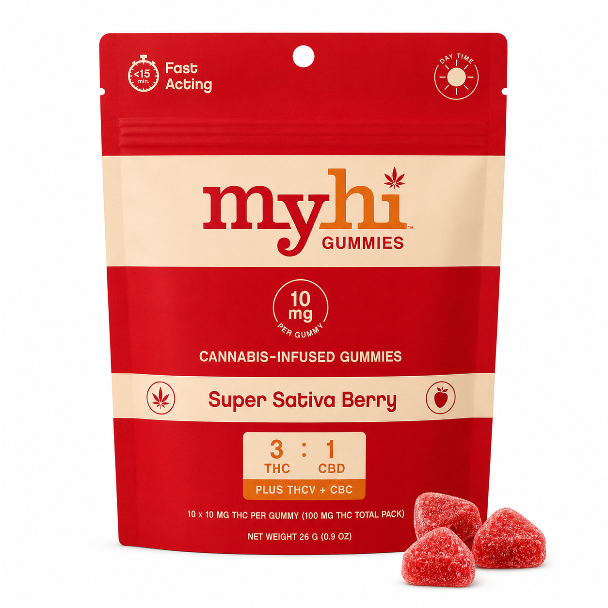 Super Sativa Berry 3:1 (THC:CBD) - Fast Acting - 100 mg 10pk