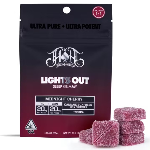 Heavy Hitters — MIDNIGHT CHERRY "LIGHTS OUT"- CBN/THC 100MG:100MG