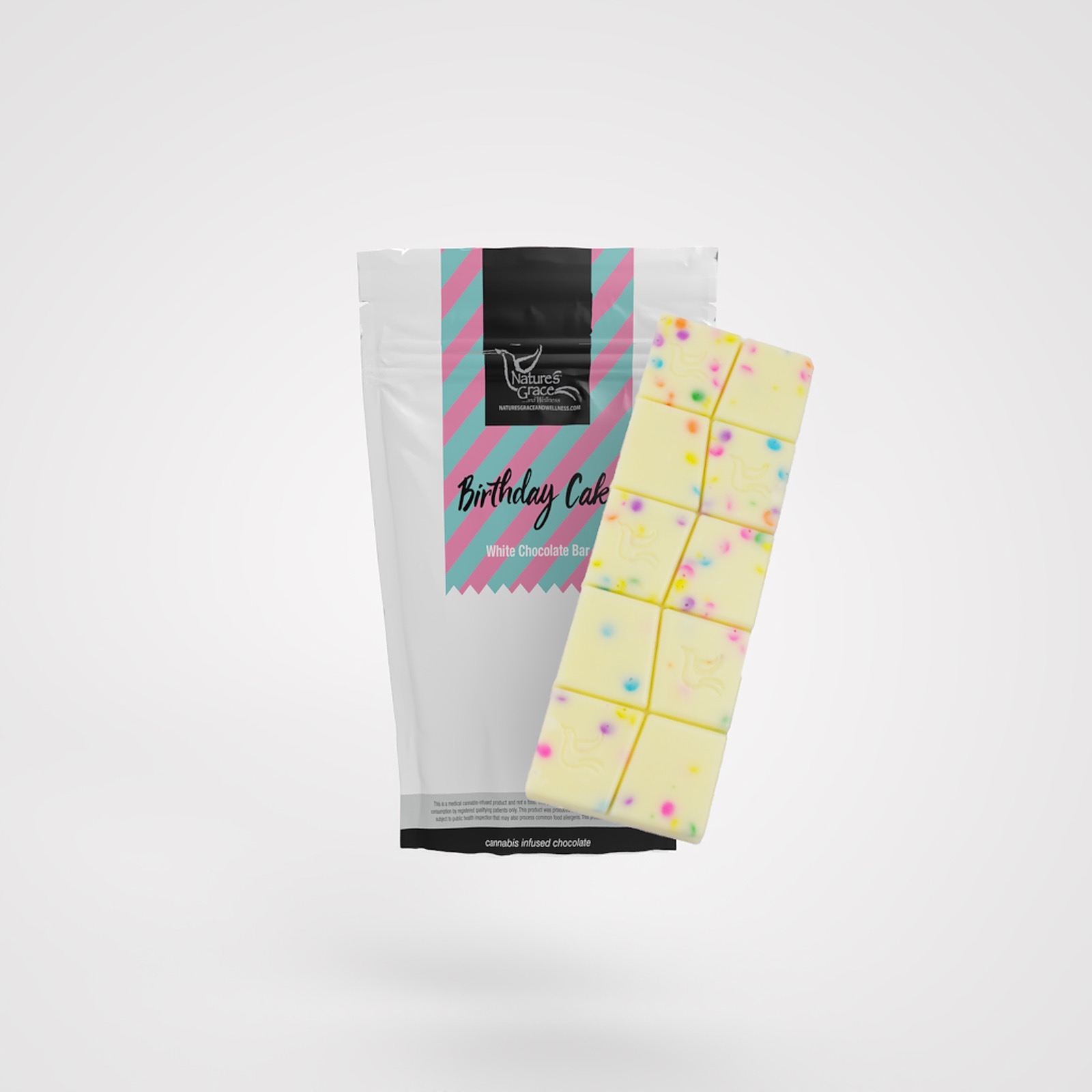 NATURE'S GRACE - BIRTHDAY CAKE WHITE CHOCOLATE BAR (100MG) (H)