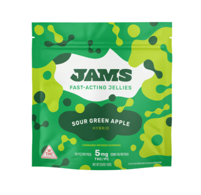 JAMS JELLIES - SOUR GREEN APPLE GUMMIES (20PK) (100MG) (H) - 100 mg