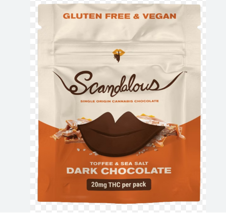 SCANDALOUS - DARK CHOCOLATE TOFFEE AND SEA SALT BAR (2PC) (20MG) (H) - 20 MG
