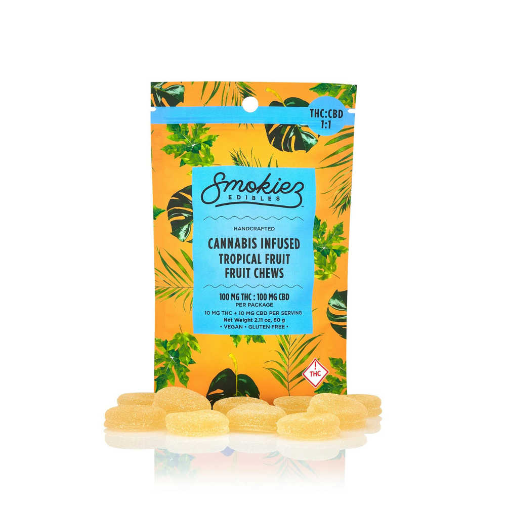 Smokiez Tropical THC:CBD Fruit Chews 100mg - 100 mg - 10 Pack