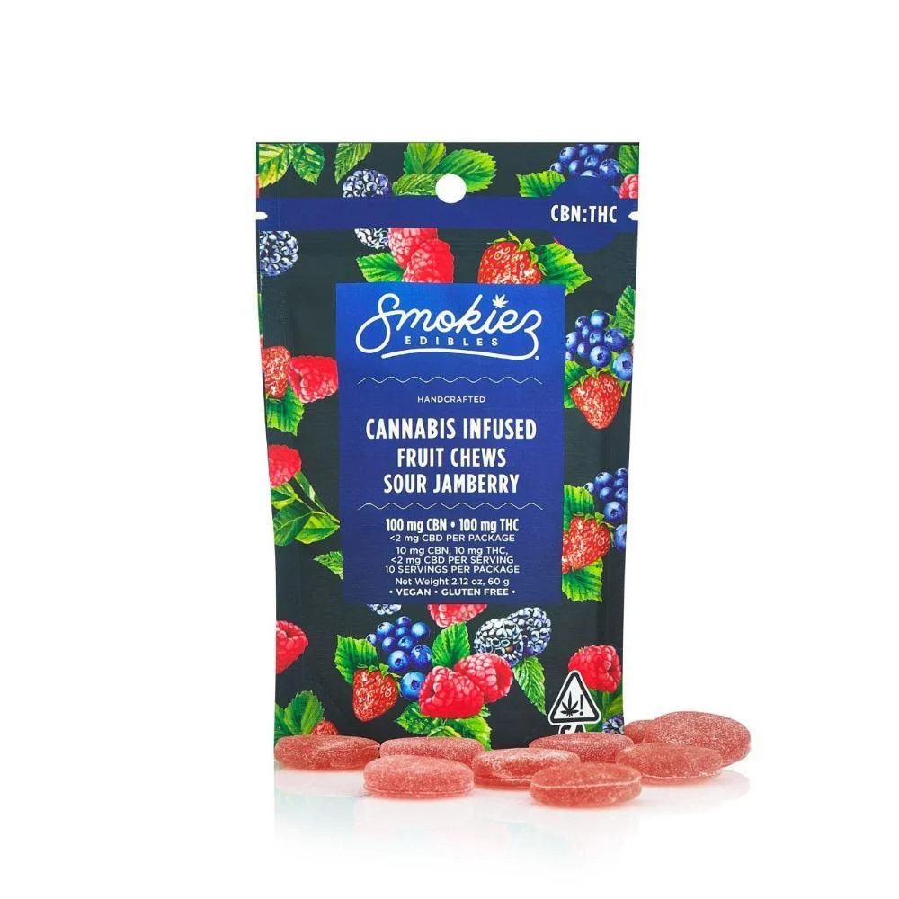 Smokiez Sour Jamberry THC:CBN Fruit Chews 100mg - 100 mg - 10 Pack